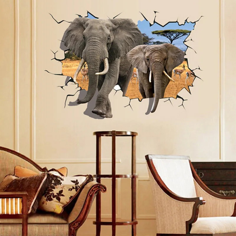 3D Elephants Wall Stickers Home Decor Wall Sticker For Kids Rooms
