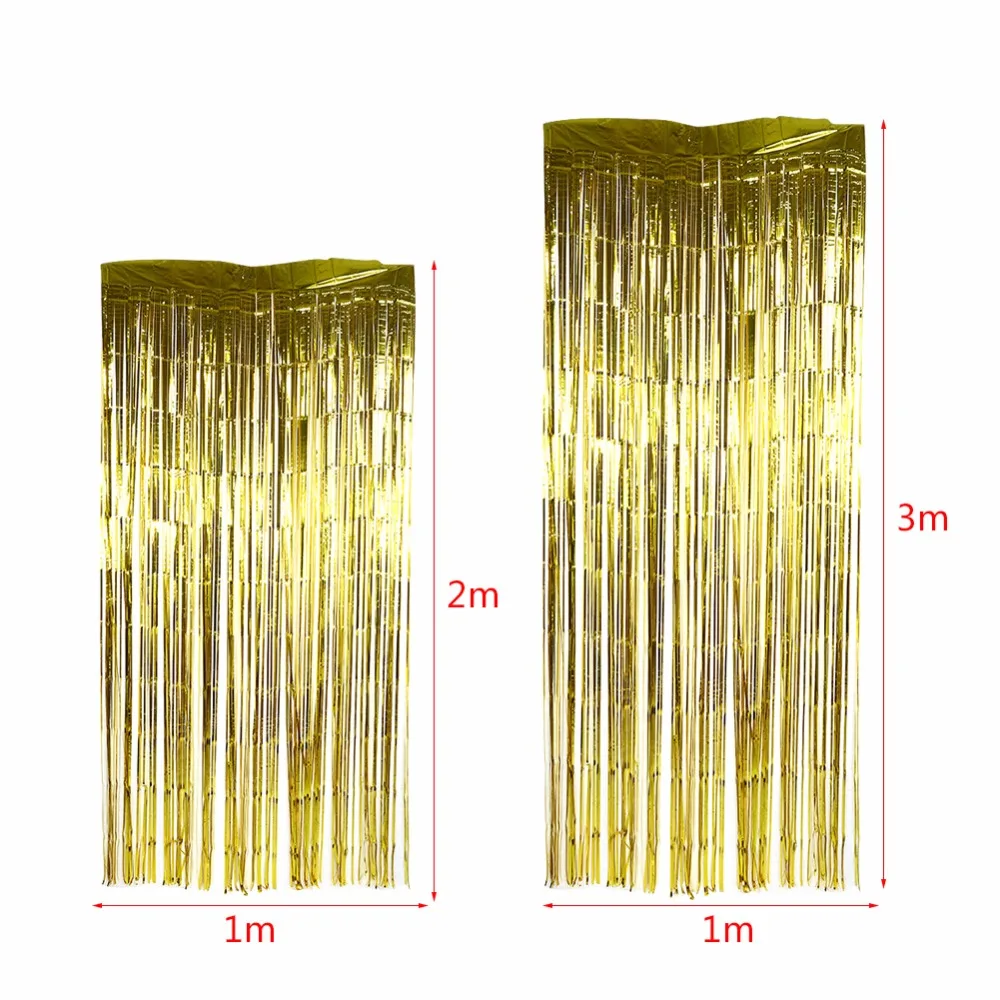 2/3 м металлик Фольга Шторы свадебный фон День рождения украшения детский праздничный костюм поставки гирлянды с кисточками свадебное украшение