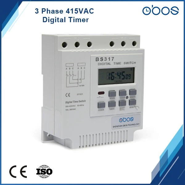 Interruptor do Temporizador Digital com 16 Off por Dia Nova Trifásico Microcomputador Temporizador Vezes on – Tempo Definido Obos Ragne 1 Min-168 h 415vac 25a
