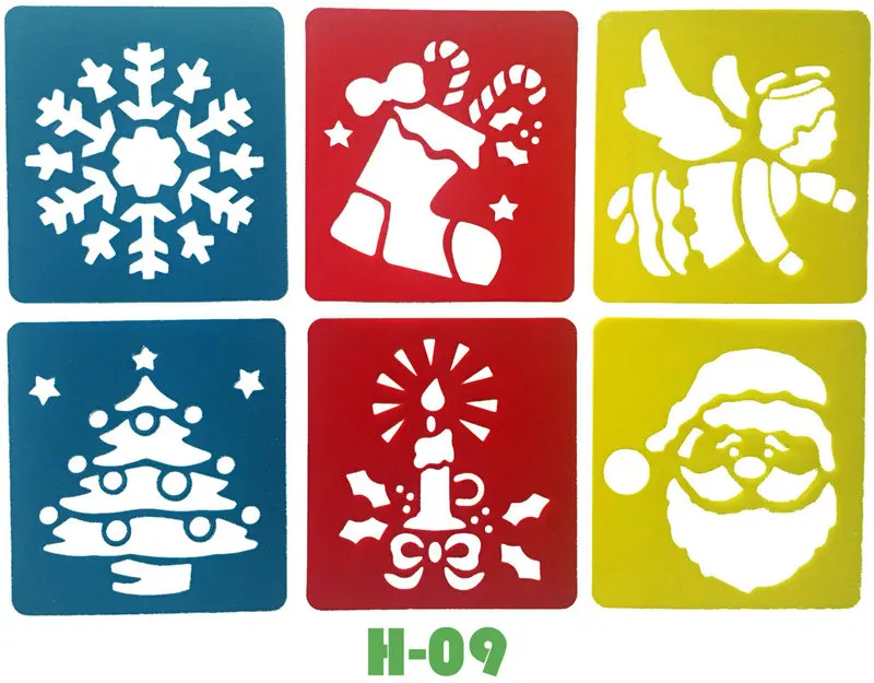 

6PCS/LOT.Snowflake Santa angel xmas template stencil Kids art board Early learning educational toy Party favor 14x15cm 18 design