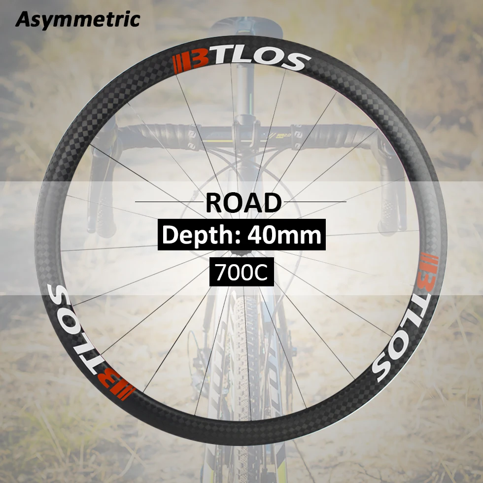 

700C Asymmetric 40mm depth carbon road wheels - WRC-40A