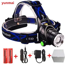 Светодиодный налобный светильник CREE XML T6 3800LM налобный фонарь перезаряжаемый налобный светильник 3 режима+ 2*18650 батарея+ ЕС+ Автомобильное зарядное устройство