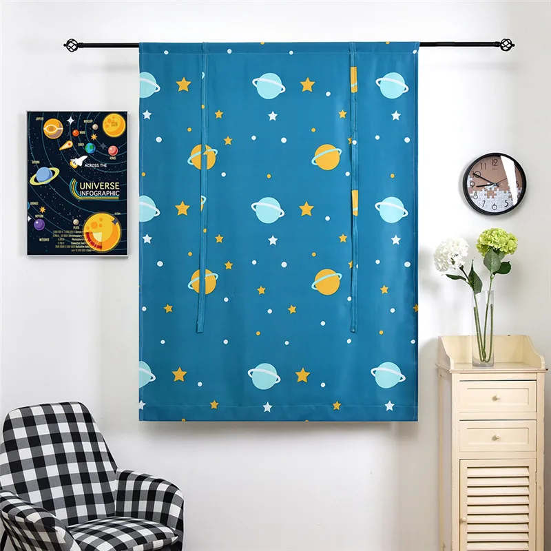 Xyzls Kitchen Short Curtains Blue Planet Roman Blinds Short