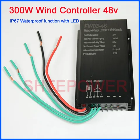 Controlador de Carga do Vento com Controlador de Carga à Prova Gerador de Turbina Água para 300 Eólica 48 v 300 w d’