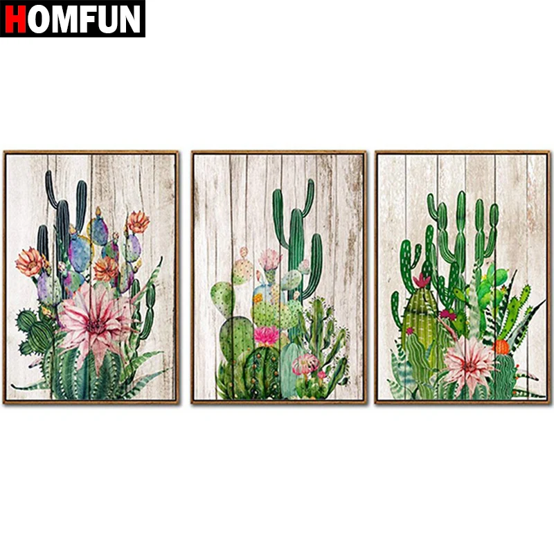 

HOMFUN Diamond Paint 100% Full Square/Round Drill 5D DIY Diamond Painting "Cactus flower" 3D Embroidery Cross Stitch Home Decor
