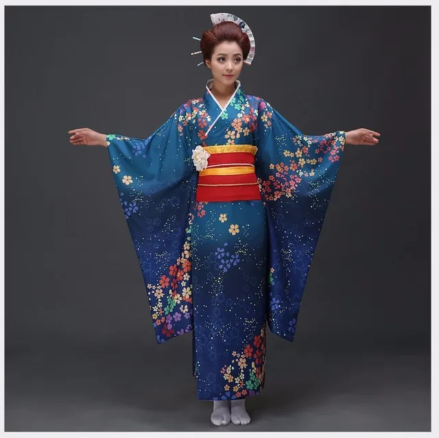 Top Quality Purple Japanese Style Women Kimono Traditional Yukata With