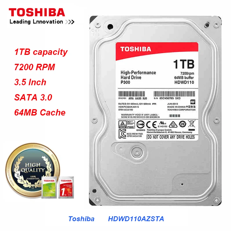 Оригинальный Toshiba HDD HDWD110AZSTA 1 ТБ 3 5 &quotВнутренний жесткий диск для рабочего стола