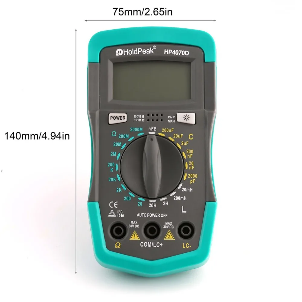 Цифровой мультиметр Измеритель сопротивления измеритель емкости тестер er HP4070D мини транзистор индуктивности Тест HoldPeak электрические инструменты