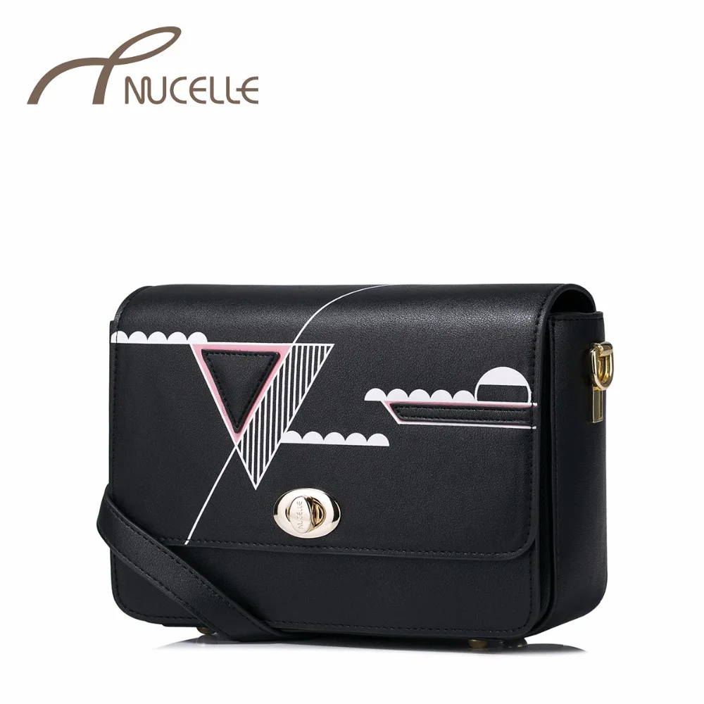

NUCELLE Women Leather Messenger Bags Ladies Fashion Printed Geometric Bags Female Brief Leisure Flap Crossbody Bags NZ4983