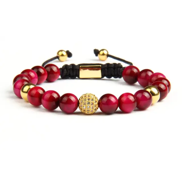 Beaded Bracelet with Natural Blue & Rose Tiger Eye 1