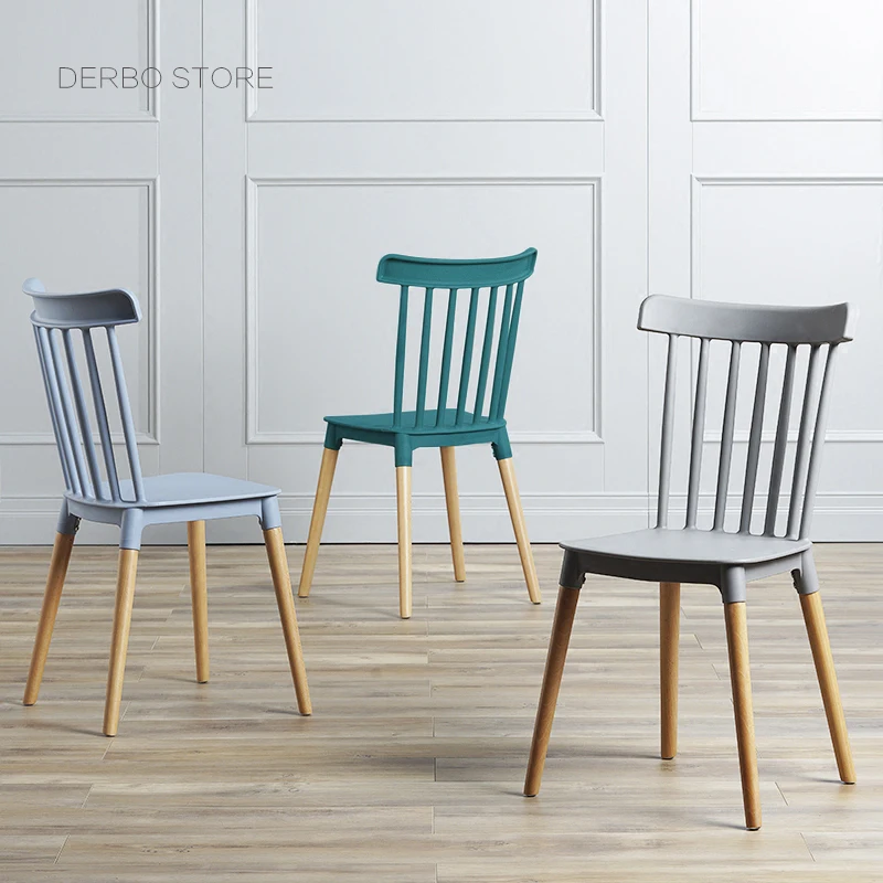 Модный современный дизайн пластиковое сиденье и твердая деревянная основа обеденный стул со спинкой популярный Лофт классический скандинавский стиль компьютерный стул 1 шт