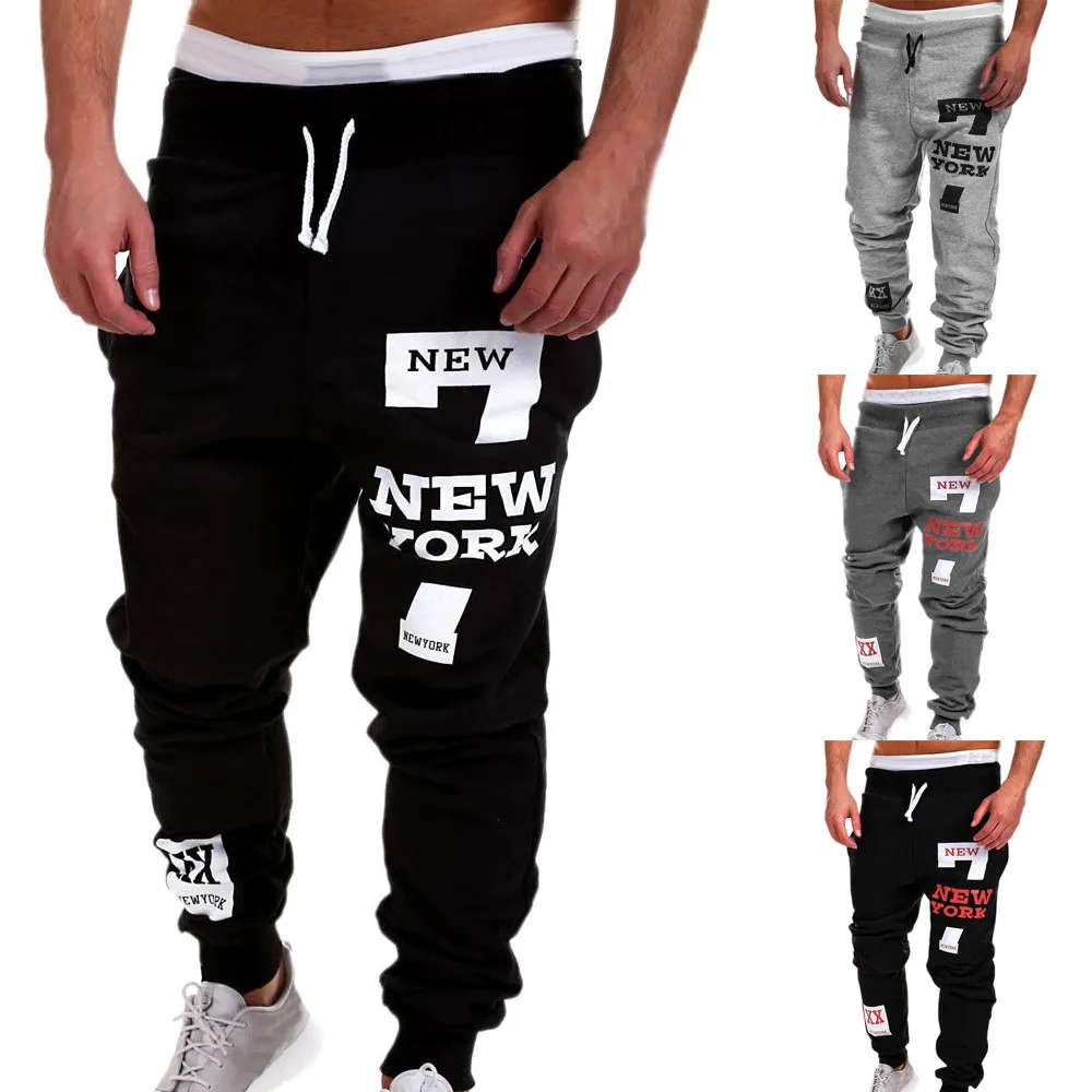 Cool Casual Mens Pants Hot Fashion Trousers Letter New York Pattern Men ...
