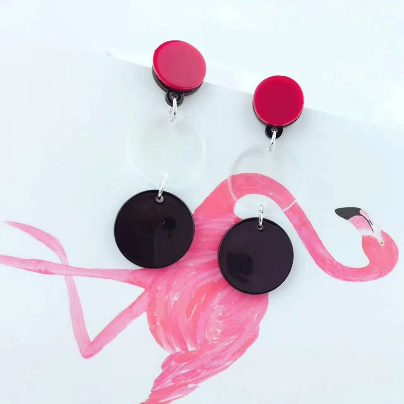 

European Fashion Acrylic Geometric Round Long Earrings For Women Night Club Jewelry