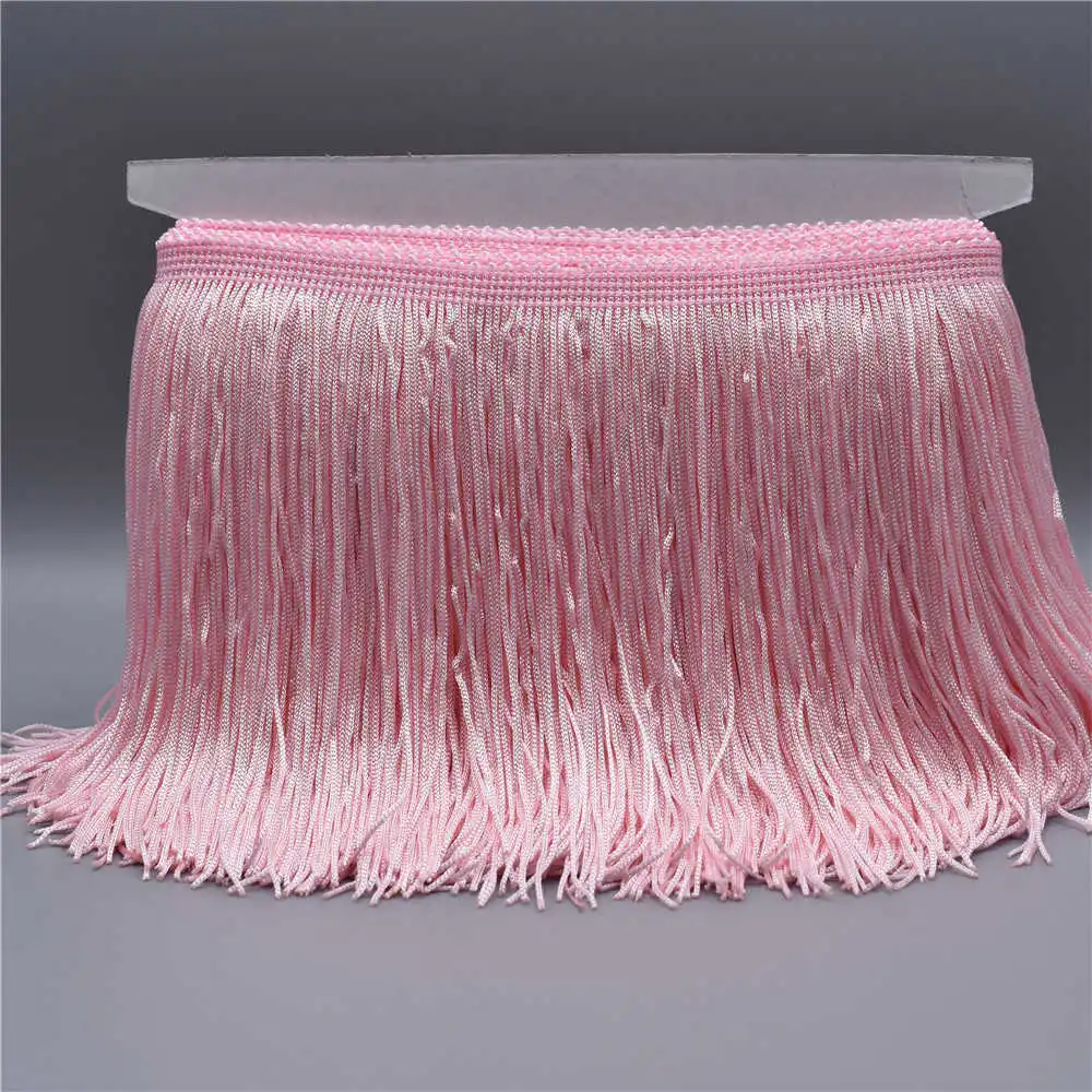 10 м/лот Черная кружевная ЛЕНТА кисти бахрома отделка Tassle шелковые кисточки для ювелирных изделий Diy латинское платье сценическая одежда - Цвет: Light Pink