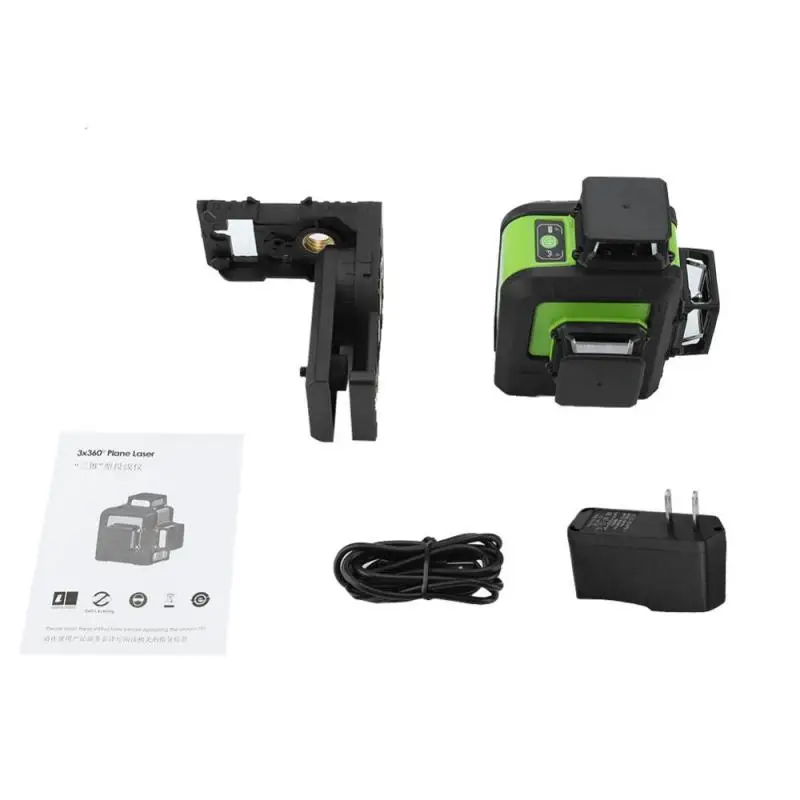 

12 Lines 360 Degree Waterproof and Anti-drop Green 3D Laser Level US Plug 110V(with Battery) Automatic Leveling measuring Tools