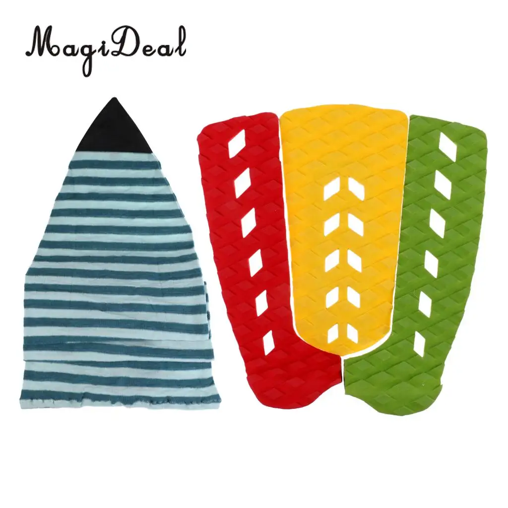 MagiDeal Surfboard Stretch Sock Bag Protector Travel Case, 3 Traction Pad Bar Grip