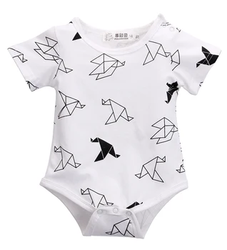 

Cute Newborn Baby Girls Boy summer white short sleeve o-neck Origamibirds bodysuit 1PCS Costume Outfits 0-2Y