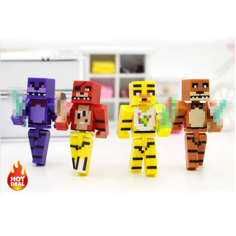 4pcs set Minecraft Five Nights At Freddy s 4 FNAF Foxy Chica Bonnie Freddy Action Figures