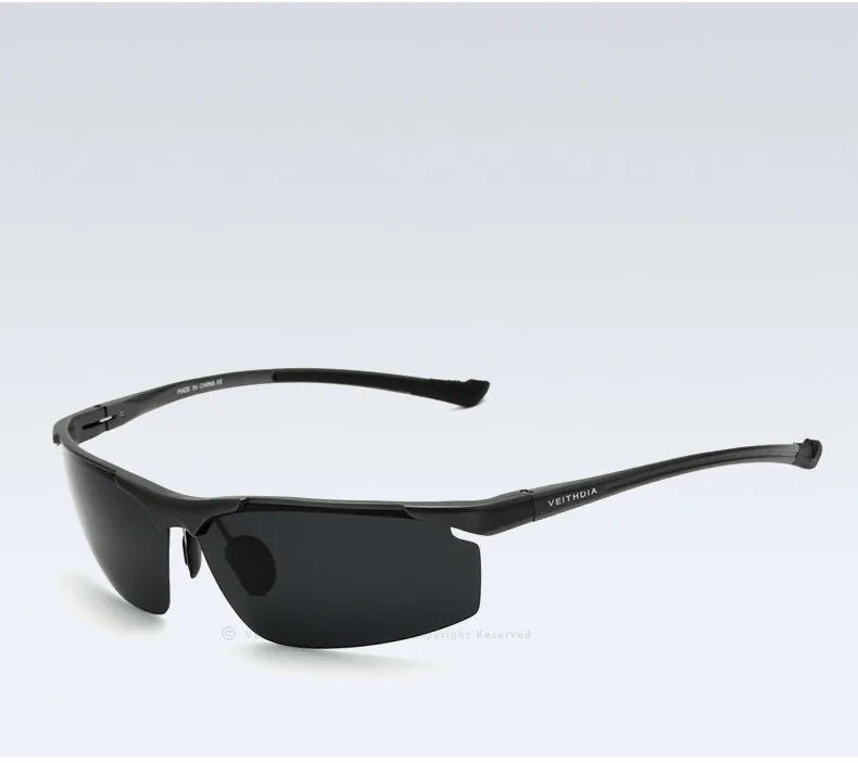Мужские солнцезащитные очки без оправы VEITHDIA, из алюминиево-магниевого сплава с синими зеркальными поляризационными стеклами, степень защиты UV400, модель 6587