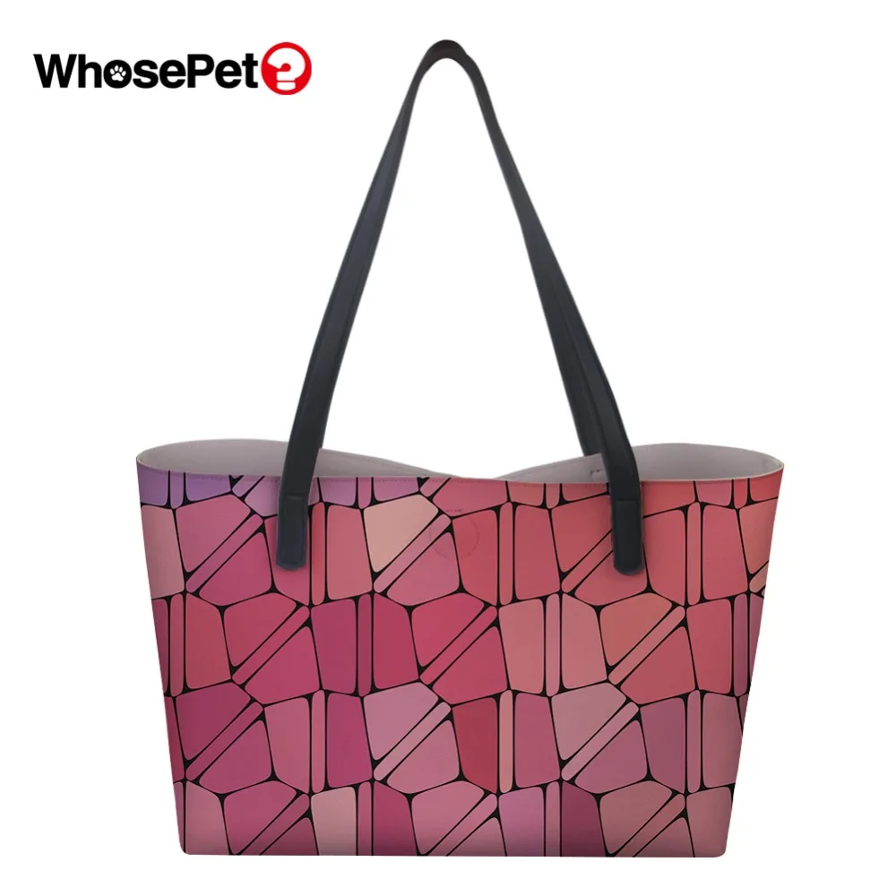 

WHOSEPET Ladies Top-handle Bag Fashion Design Prints Pattern Girls Brand Travel Totes Bag Female New Arrival PU Girls Handbag