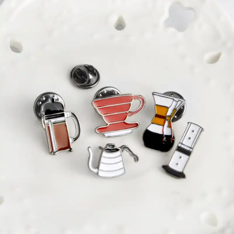 Broche Esmaltado Cafe Americano Te De La Tarde Taza De Filtro Chemex Aeropress Insignia De Tela Vaquera Para Ropa Regalo De Moda Para Amigos Broches Aliexpress
