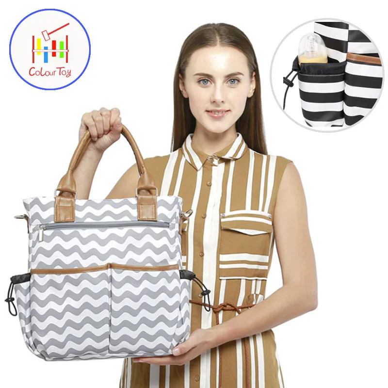 

2018 Lovely Stripe Baby Mommy Diaper Bag Large-capacity Fashionable Mother Nappy Bag Maternity Bag Baby Stroller Travel Backpack