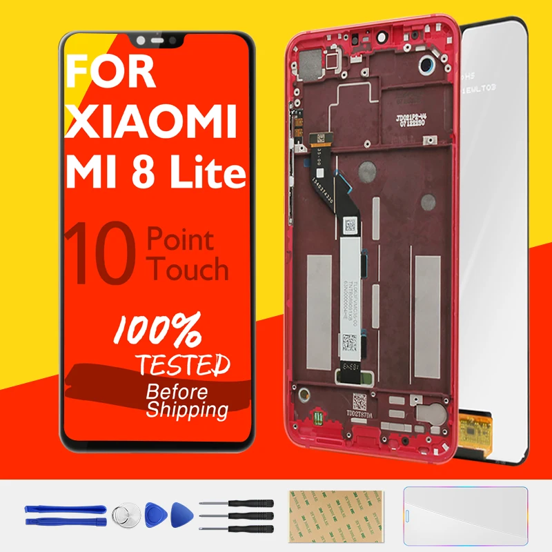 

For Xiaomi Mi 8 Lite LCD Display + Frame 10 Touch Screen For Mi 8 Youth Mi 8X LCD Digitizer Replacement Repair Spare Parts Test