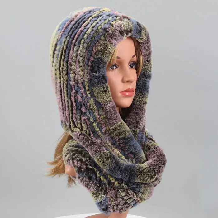 ICYMI, настоящая меховая шапка из меха кролика Рекс, женские шарфы двойного назначения, зимние шапки из натурального меха, шапки-бини, шарф для женщин - Цвет: Color 10