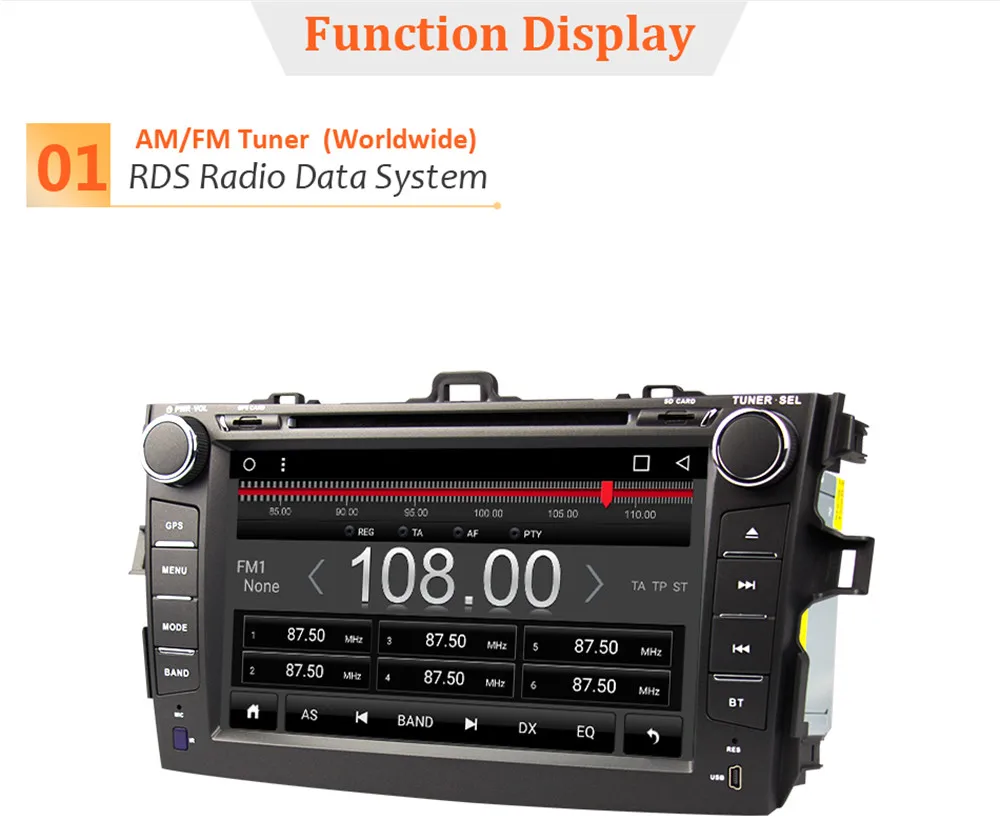 Clearance Android 9.1 2 Din Car DVD Player for Toyota Corolla 8 inch Octa Core Car Radio Stereo PC GPS Navigation Wifi RDS USB SWC TPMS 4G 1