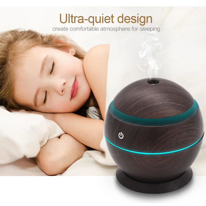 130ML Sphere ultrasonic wood grain aromatherapy lamp with USB interface