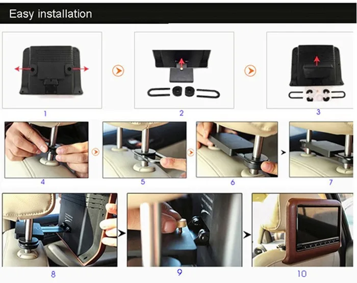 Excellent Free shipping one pair 9 inch car headrest DVD player with USB/SD,Bracket,HDMI,32 bits Game,IR,FM,HD screen,1PC DVD+1PC monitor 23