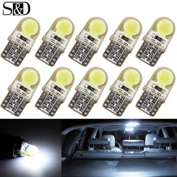 

S&D 10Pcs Auto T10 Led 194 W5W LED Cold White 168 COB Silica Car Super Bright Turn Side License Plate Light Lamp Bulb DC 12V