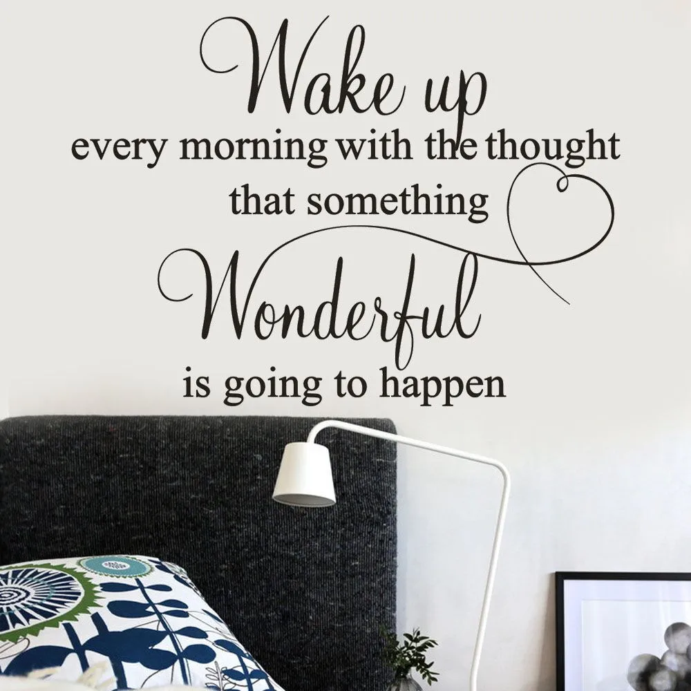 Просыпайтесь каждое утро с мыслью, что-то чудесное будет, цитируется Наклейки на стены спальни ПВХ Наклейки на стены