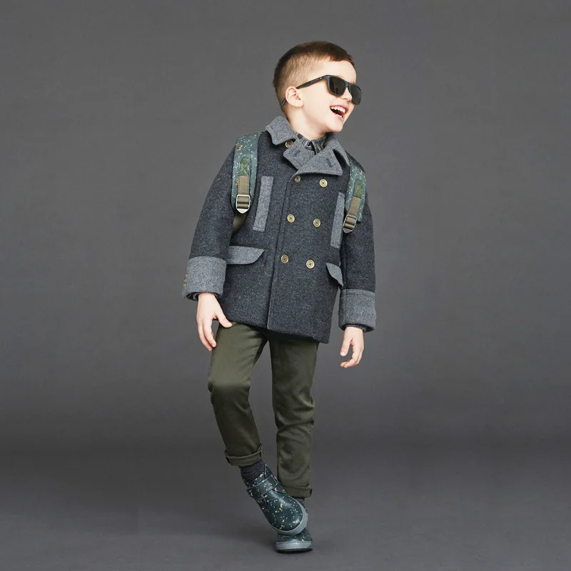 

Special Design England Gentlmen Woolen Winter Boys Jacket Quality Warm Elegant kids Coat Fall Overcoats Children's Clothing