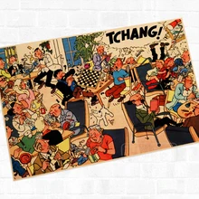 Póster retro de caricatura de TinTin de Accident, póster retro de Kraft recubierto, adhesivo decorativo DIY para pared, Póster Artístico de Bar para el hogar, regalo de decoración