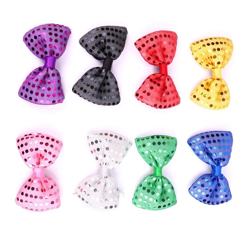 

2018 LED Flashing Sequin Jazz Neck Bowtie Woman Men Adult Performance Props Glow Party Christmas Navidad New Year