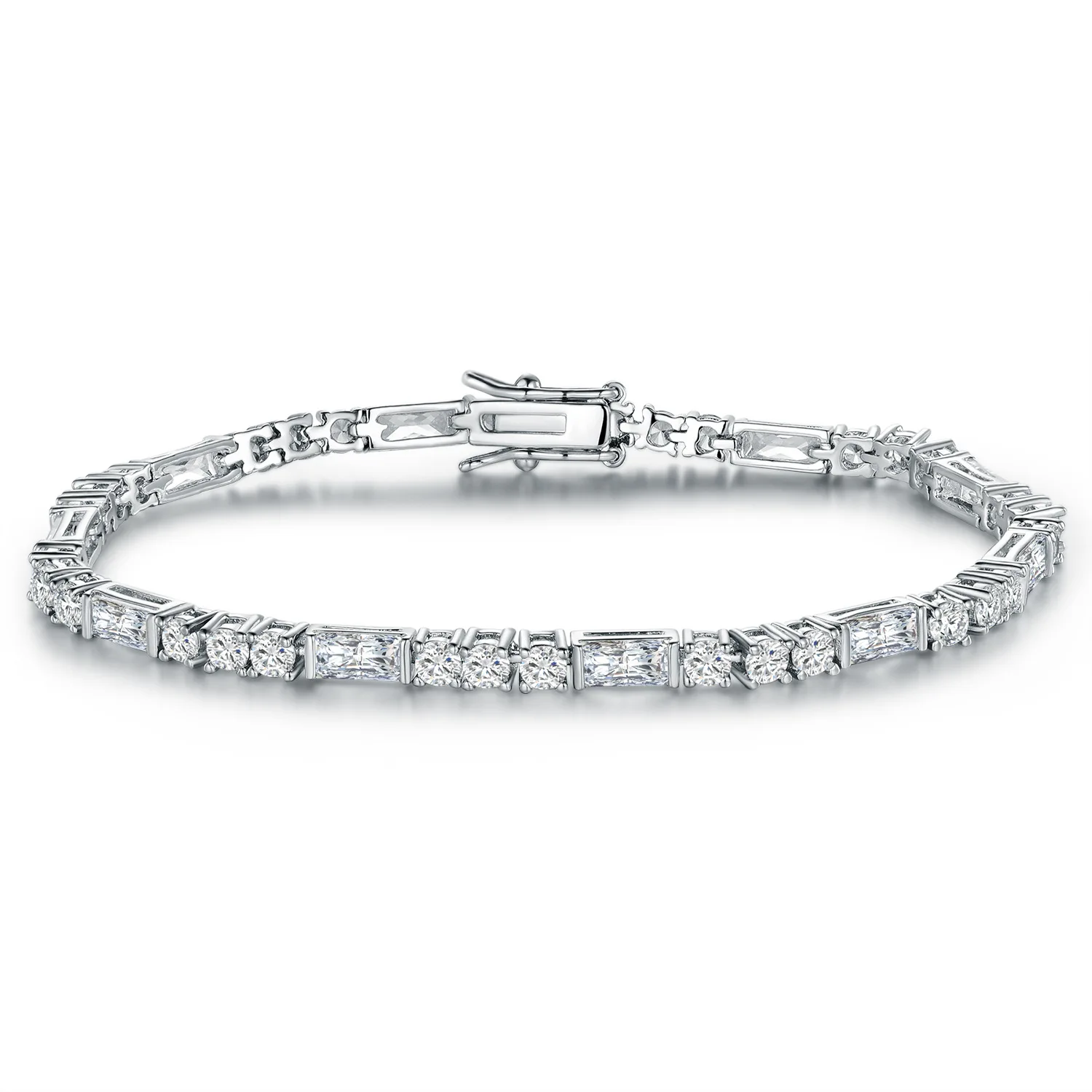 

Luxury Bracelet Retro Jewelry Women Tennis Bracelet 18k White Gold Plated Zircon Bracelet Female Wholesale Bracelet Roman Style