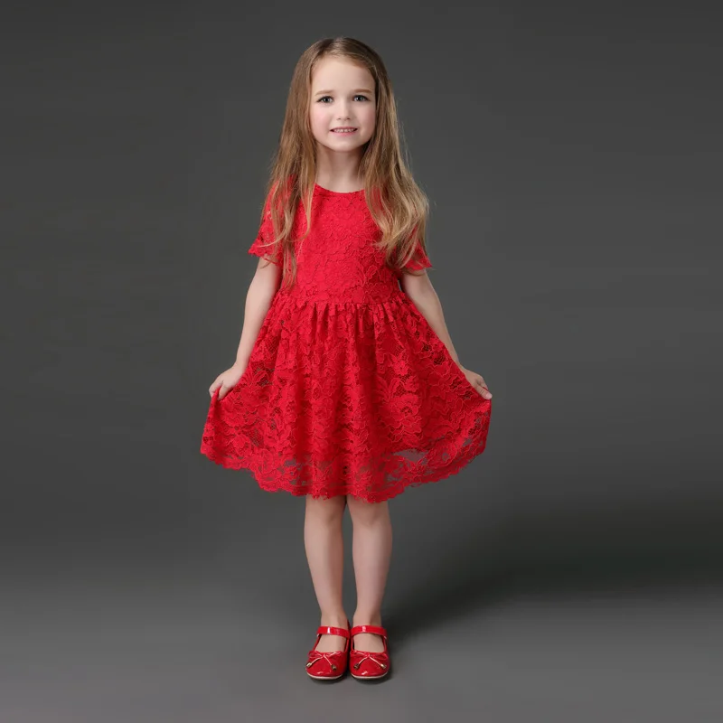 One Piece Price High End Female Western Style Red Eyelash Lace Dress Mother And Daughter