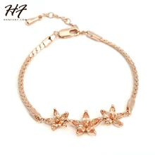 Высокое качество H020 три золотые цветы розовое золото цвет браслет Австрийские кристаллы горячая распродажа