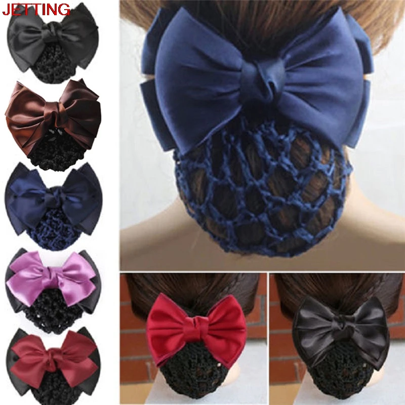 

1pc Stylish Floral Lace Satin Bow Barrette Lady Hair Clip Cover Net Tulle Bowknot Bun Snood Women Hairgrips Hair Accessories