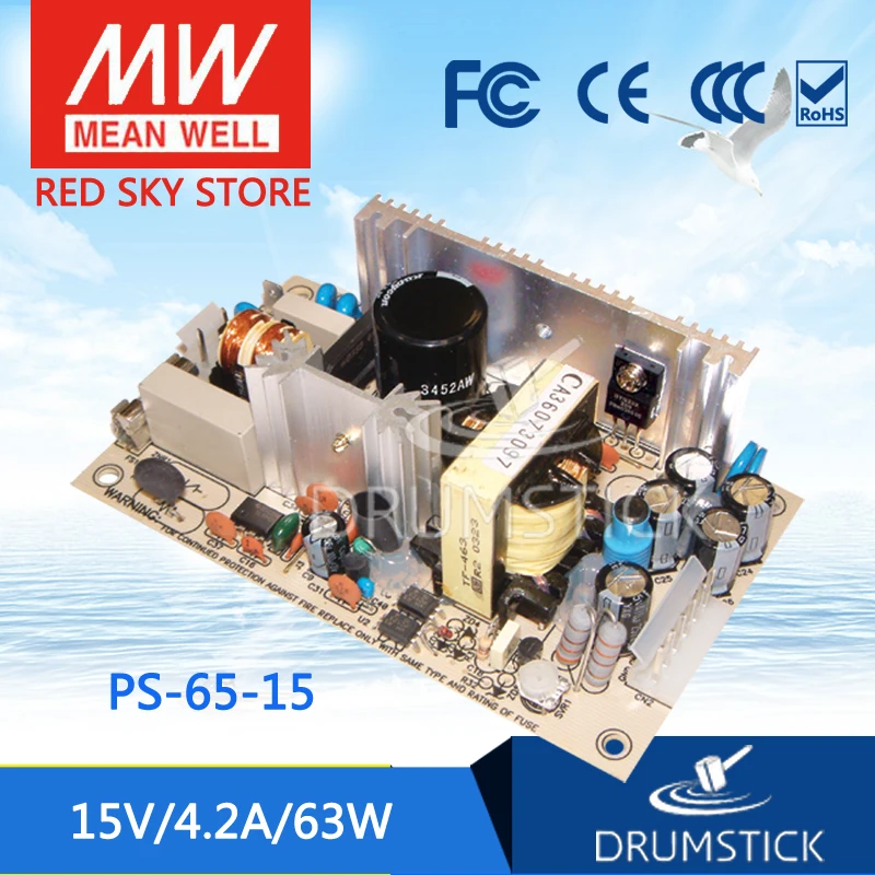 

MEAN WELL PS-65-15 5V 4.2A meanwell PS-65 15V 63W Single Output Switching Power Supply