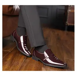 Кожаные Модные мужские деловые модельные лоферы с острым носком черные туфли оксфорды дышащие официальные свадебные туфли Walker HH-642