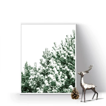 

Winter Nature Photography Canvas Print Wall Art Picture , Snow Pine Tree Canvas Painting Scandinavian Poster Home Decoration
