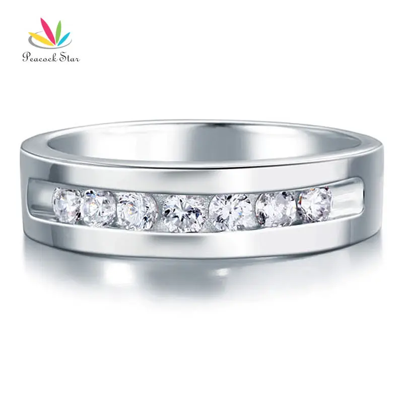 Peacock Star Round Cut Men's Bridal Wedding Band Solid 925 Sterling Silver Ring Jewelry CFR8057