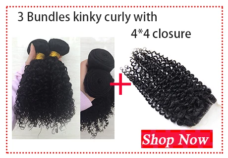 3bundles kinky curly with 44 closure