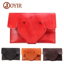 JOYIR Elephant Genuine Leather Coin Purses Unisex Change Purse Mini Card Holder Handmade Wallet Women Clutch Hasp Coin Bag Pouch women s coin purses lady polyester pailette hasp small wallet change pouch key card holder clutch handbag wholesale y