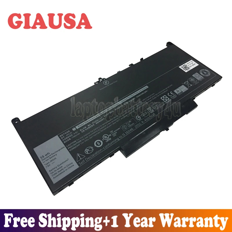 GIAUSA Новый 7 6 V 55Wh J60J5 встроенный Аккумулятор для Dell Latitude E7270 E7470 серии | Компьютеры и
