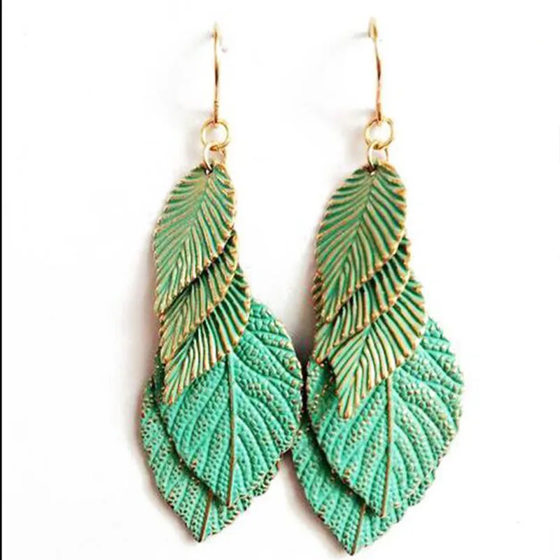 New Bib Handmade Printing Leaf Drop Earrings For Women Metal Leaves Statement Fishhook Dangle Earring Fashion Jewelery Pendietes | Украшения