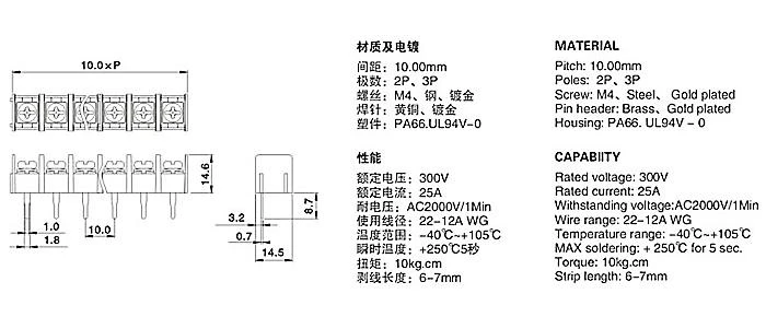 20 шт. 2 Pin 3 Pin винт черный PCB Клеммная колодка Разъем 10 мм Шаг KF1000-2P KF1000-3P