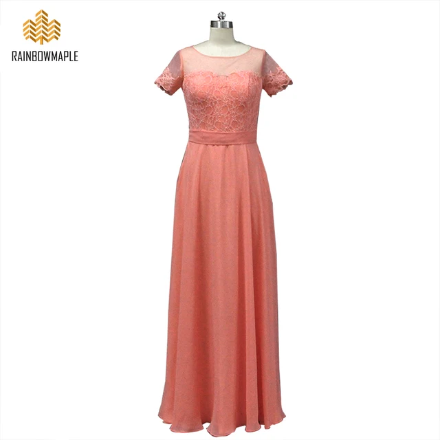 Vintage Short Sleeves Lace Chiffon Long Bridesmaid Dresses For Vintage Short Sleeves Lace Chiffon Long Bridesmaid Dresses For Wedding Party Orange Dress